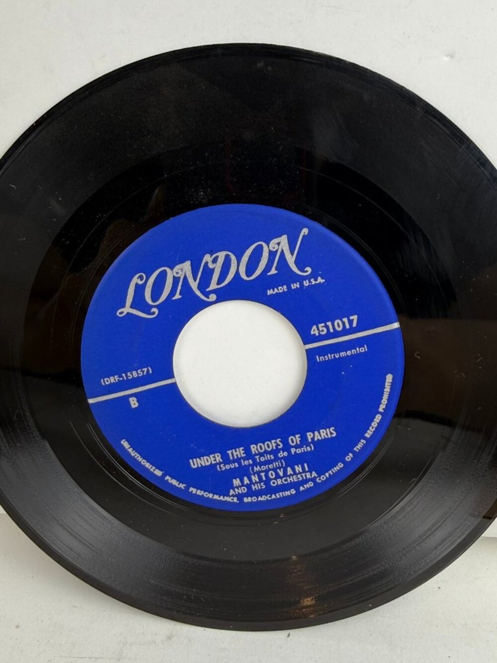 Mantovani And His Orchestra Wyoming / Under The Roofs Of Paris 7" 45 RPM London